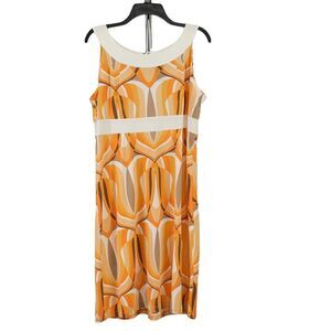 Axcess a Liz Claiborne orange swirling print dress size L